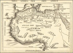 Mapa Afryki Północnej z 1513 r. autorstwa Martina Waldseemüllera
