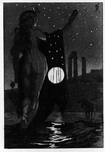 Photis przypadkowo przekształcił Lucjusza w osła Les Metamorphoses (Złoty Osioł lub Asinus aureus), powieść napisana przez Apulego (Lucjusza Apulejusza) (ok. 125-ok. 180) w II wieku. Trawienie wody autorstwa Martina Van Maele autorstwa Martin van Maele