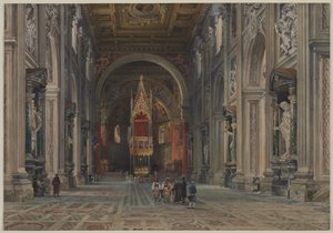 Wnętrze San Giovanni in Laterano, Rzym, ok. 1930 r. 1896. autorstwa Martino del Don