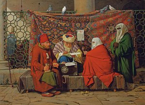 Turecki notariusz sporządzający umowę małżeńską przed meczetem Kilic Ali Pasha, Tophane, Konstantynopol