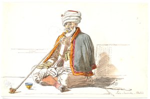 Turecka palacz opium (Jaia Dervicha) w Chalkis autorstwa Martinus Rørbye