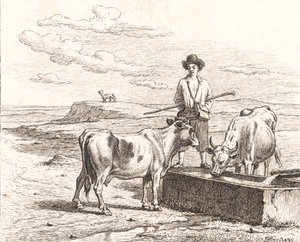 Pasterz przy poidełce. Ilustracja do Chr. Winther „Dwadzieścia pięć obrazków dla małych dzieci”