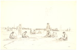 Sieci rybackie na plaży, Skagen autorstwa Martinus Rørbye