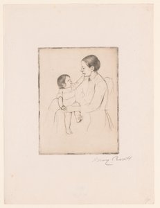 Miłość Pieszczoty Matka i dziecko autorstwa Mary Cassatt (signed by artist)