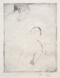 Bill leżący na kolanach matki, c. 1889. autorstwa Mary Cassatt