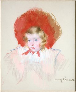 Dziecko w czerwonym kapeluszu autorstwa Mary Cassatt