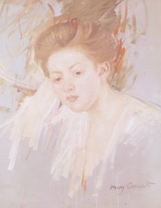 Głowa młodej dziewczyny (pastel na papierze) autorstwa Mary Cassatt