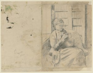 Dzianie w Bibliotece recto, Dzianie w Bibliotece verso, ok. godz. 1881. autorstwa Mary Cassatt