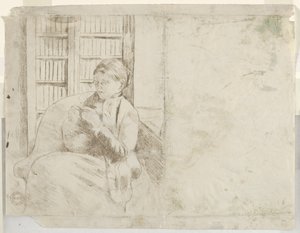 Robienie na drutach w Bibliotece verso, ok. godz. 1881. autorstwa Mary Cassatt