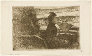 Dama w czerni, w loży, twarzą w prawo autorstwa Mary Cassatt
