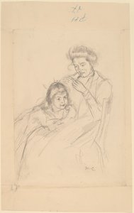 Margot opierając się o kolano Reine autorstwa Mary Cassatt