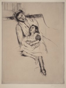 Reine i Margot siedzące na sofie (nr 2) autorstwa Mary Cassatt