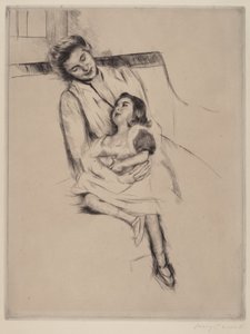 Reine i Margot siedzą na sofie nr 2, ok. 1930 r. 1902. autorstwa Mary Cassatt