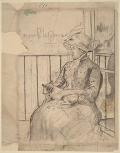 Susan na balkonie trzymająca psa [awers] autorstwa Mary Cassatt