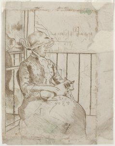 Susan na balkonie trzymająca psa [verso] autorstwa Mary Cassatt