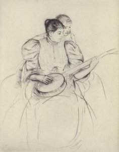 Lekcja gry na banjo autorstwa Mary Cassatt
