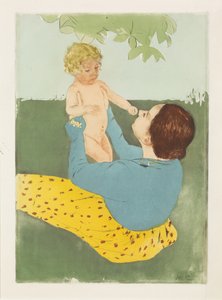 Pod kasztanem, 1896-97 (sucha igła i akwatinta w kolorach) autorstwa Mary Cassatt