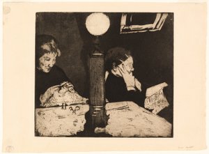 Pod lampą autorstwa Mary Cassatt