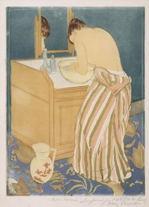 Kobieta w kąpieli (La Toilette), 1890-1 (sucha igła i akwatinta) autorstwa Mary Cassatt