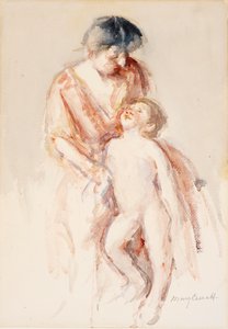 Kobieta z nagim chłopcem po lewej stronie autorstwa Mary Cassatt