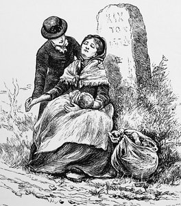 Niezamężna matka i dziecko wyczerpane na poboczu drogi autorstwa Mary Ellen Edwards