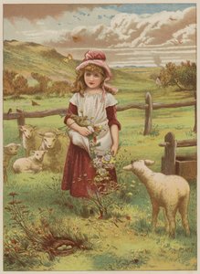 Dziewczynka z wiosenną jagnięciną (chromolitho)