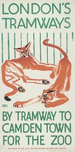 „Tramwajem do Camden Town do zoo”, plakat LCC Tramways Rady Hrabstwa Londynu, 1924 autorstwa Mary I Wright