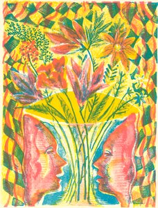 Twarze i kwiaty, 2015 (litografia) autorstwa Mary Kuper