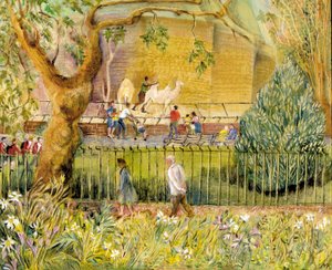 Londyńskie zoo, Wielbłądy, 2003 (olej na desce) autorstwa Mary Kuper
