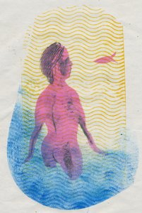 Pływak, 2018 (monodruk) autorstwa Mary Kuper