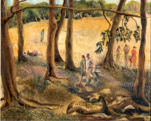 Pod drzewami, Hampstead Heath, 2002 (olej na desce) autorstwa Mary Kuper