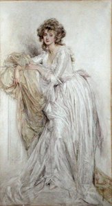 Edwardiańska dama (akwarela na papierze) autorstwa Mary L. Gow