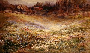 Łąka w Alpach (akwarela na papierze) autorstwa Mary Stevens