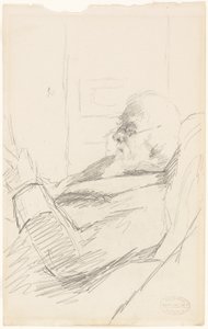 Ojciec artysty czytający, ok. 1883 r. (grafit, na papierze kość słoniowa) autorstwa Mary Stevenson Cassatt