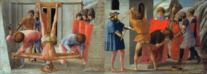 Włoski:  Masaccio crocefissione di san pietro e martirio di san Giovanni Battista Ukrzyżowanie apostoła Piotra i ścięcie Jana Chrzciciela