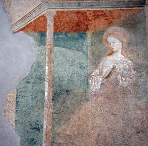 Fresk Masolino da Panicale w baptysterium w Castiglione, szczegół Zwiastowania (2)