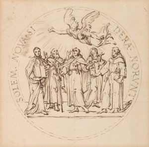 Projekt medalika papieskiego do kanonizacji autorstwa Klemensa X od św. Piusa, św. Gaetano dei Conti di Thiene, św. Franciszka Borgii SJ, św. Louisa Bertranda OP i św. Małgorzaty Q(ueen) ze Szkocji autorstwa Massimiliano Soldani