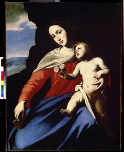 Dziewica z Dzieciątkiem (Dziewica z Dzieciątkiem). Obraz Massimo Stanzione (ok. 1585-ok. 1658). olej na płótnie