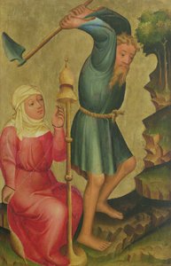 Adam i Ewa przy pracy, fragment z Ołtarza Grabowa, 1379-83 (tempera na desce) autorstwa Master Bertram of Minden