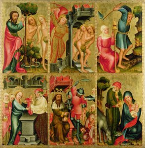 Prawe skrzydło Wysokiego Ołtarza Świętego Piotra w Hamburgu, Ołtarz Grabowera, 1383 (tempera na desce) autorstwa Master Bertram of Minden