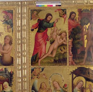 Stworzenie Ewy, panel z Ołtarza Grabowera, Ołtarza Świętego Piotra w Hamburgu (patrz także 153622) autorstwa Master Bertram of Minden