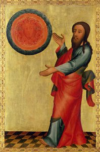 Podział Wód z Ołtarza Głównego św. Piotra w Hamburgu, Ołtarz Grabowera, 1383 (tempera na desce) autorstwa Master Bertram of Minden