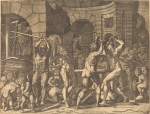 Wulkan i cyklopowie wykuwają strzały autorstwa Master FG, after Francesco Primaticcio