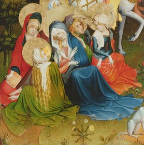Grupa Kobiet przy Ukrzyżowaniu, tablica z ołtarza św. Tomasza z kościoła św. Jana w Hamburgu, rozpoczęta w 1424 (tempera i olej na tablicy)