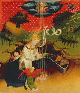 Narodzenia, tablica z ołtarza św. Tomasza z kościoła św. Jana w Hamburgu, rozpoczęta w 1424 r. (tempera i olej na tablicy)