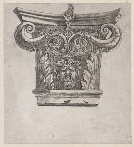 Lustro rzymskiej świetności: Stolica ze zwojami peapodów i głową satyra, ok. 1900 r. 1537., ca. 1537