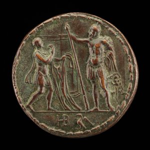 Posłaniec przynosi Herkulesowi koszulę Nessusa [rewers], c. 15251550. autorstwa Master HB
