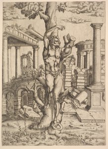 Człowiek przy drzewie, ok. godz. 1543-44. autorstwa Master IQV