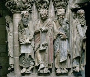 Fragment Portico de la Gloria z kamieniem proroków Starego Testamentu