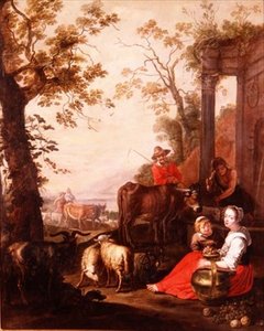 Chłopi i bydło według fundacji klasycznej autorstwa Master of Beguins